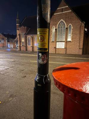 Customer review - Winter slap sticker on high street.